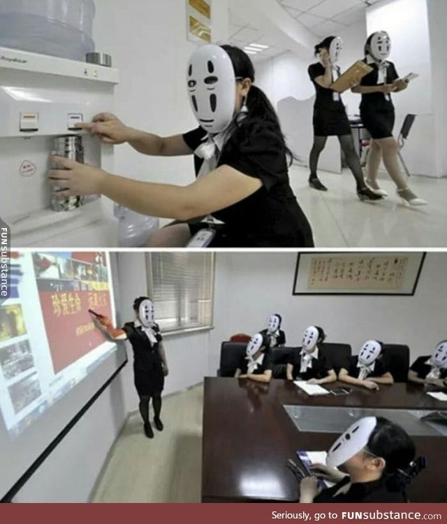 Chinese workers go faceless for a day to avoid stress of fake facial expressions