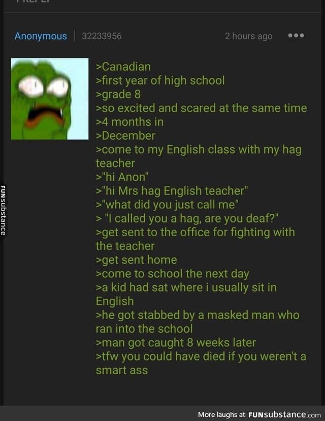 Anon goes to Canadian high school