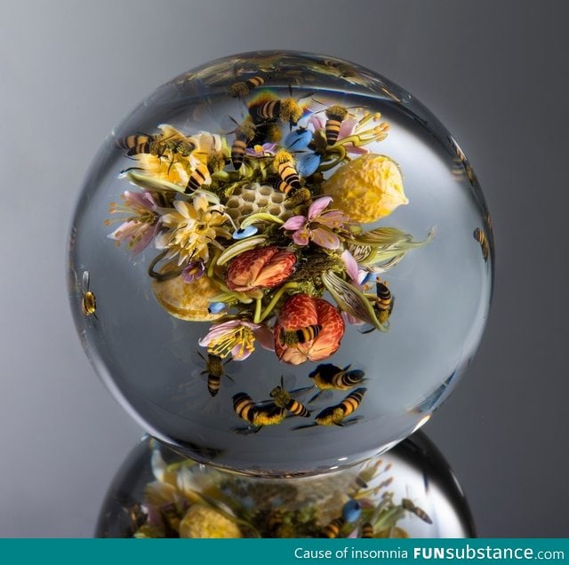 Incredible glass art inside a marble - FunSubstance