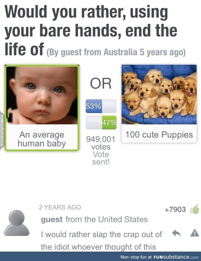 Proof that humans would rather kill their own instead of puppies