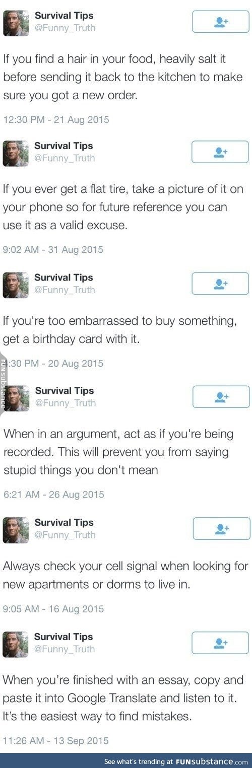 Survival tips