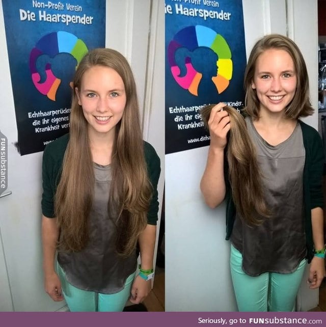 Spend her hair for kids with cancer
