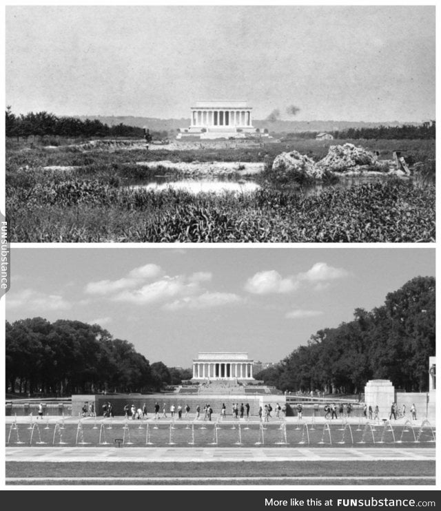 Lincoln Memorial in 1917 and present day