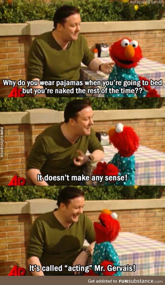 Elmo teaches ricky gervais an important lesson