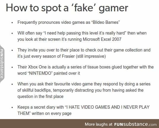 Are you a fake gamer ?