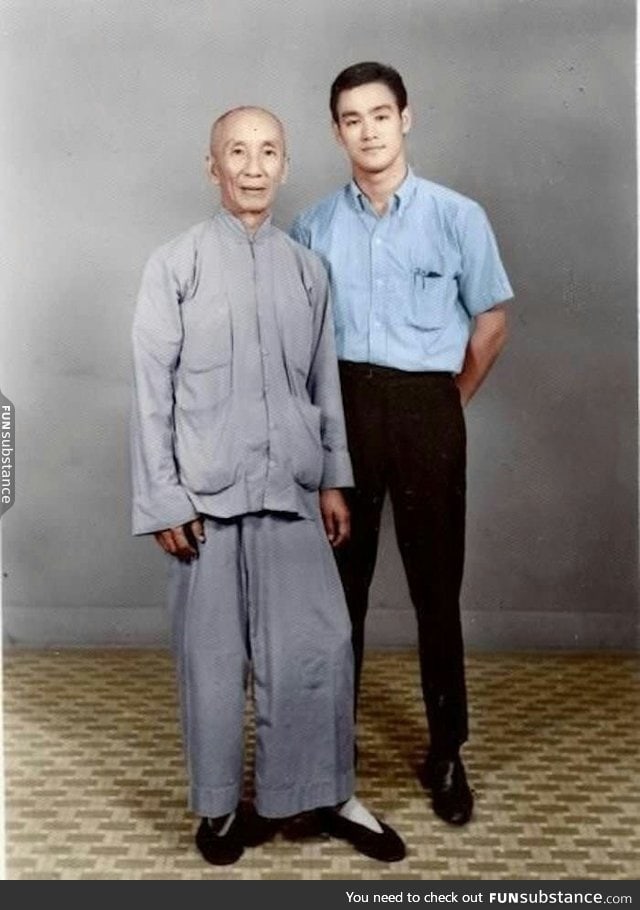 Bruce Lee with his master, IP Man