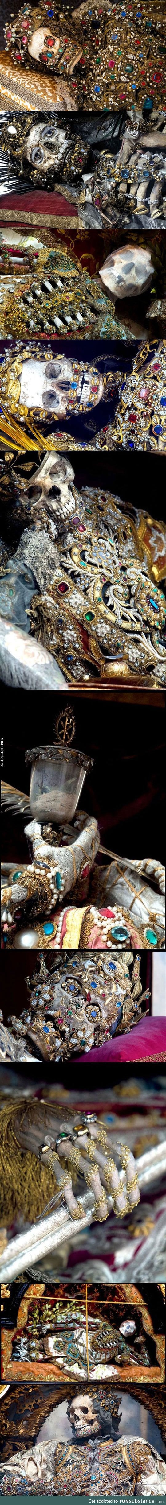 Skeletons unearthed from the catacombs of rome