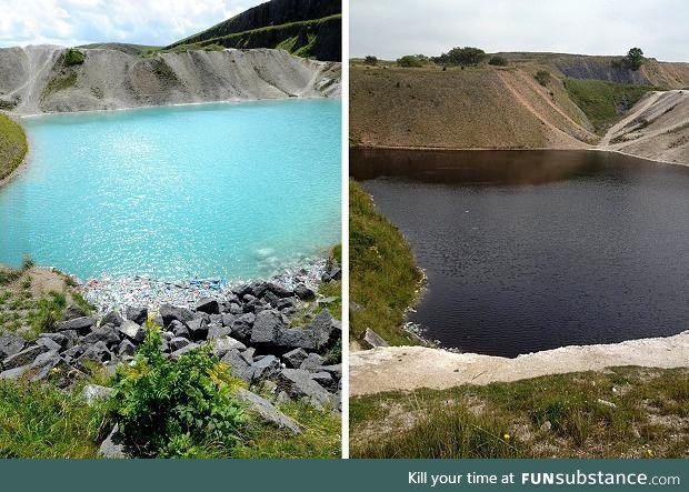 This lake is so acidic it had to be dyed black to stop people from swimming in it.