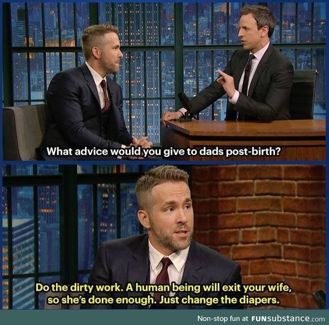 Ryan Reynolds; Funny and endearing take on child birth