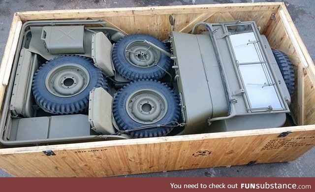 Military Jeep in a crate