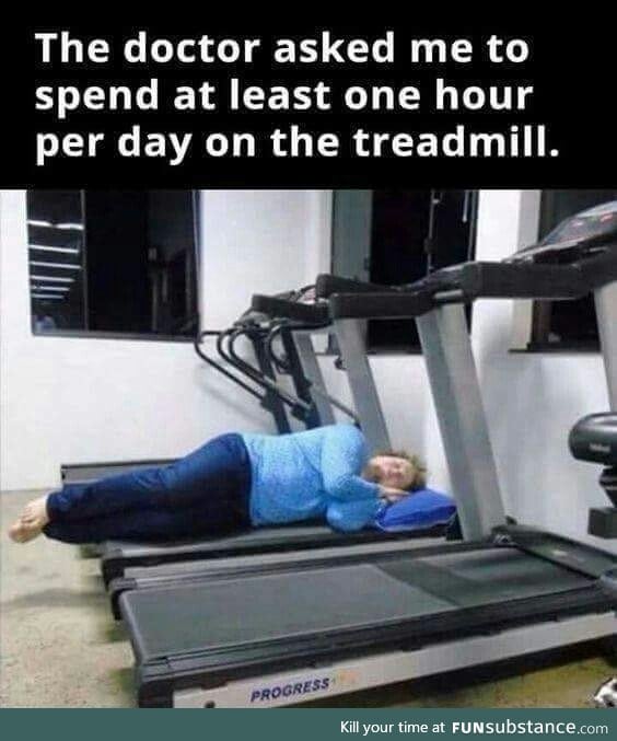 One hour on the treadmill