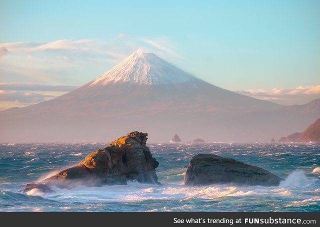 Mount Fuji as seen from the sea