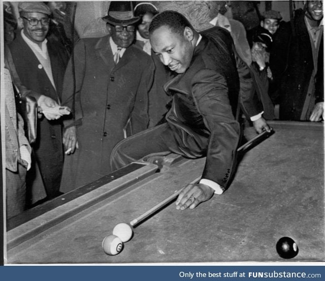 MLK shooting pool with style