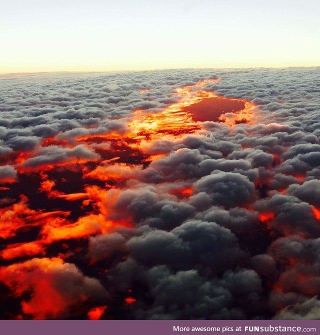 Clouds look like smoke and lava