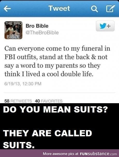 'FBI outfits'? Srsly?