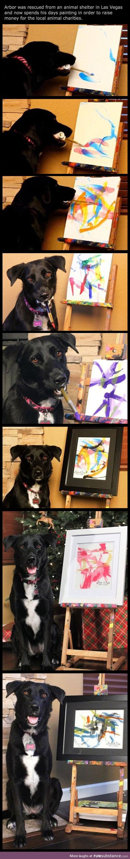 The clever dog that can paint