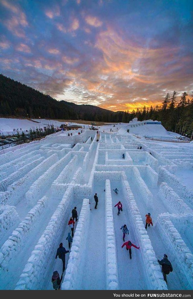 Canadians love their snow mazes