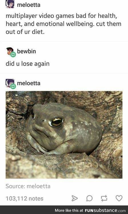 Upsetti frog is upsetti