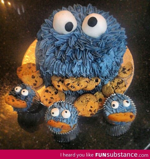 Cookie Monster themed birthday cake