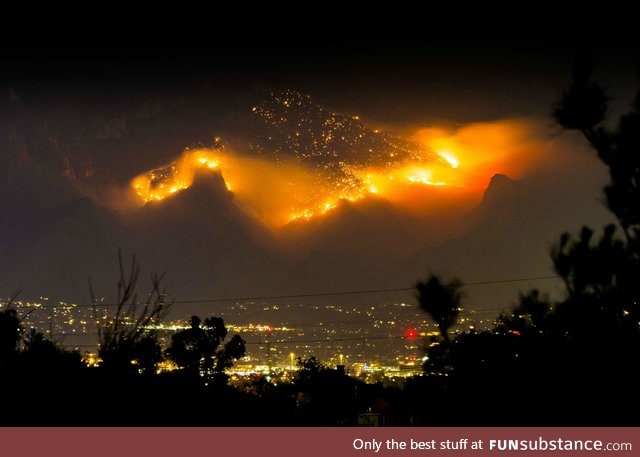 Mountain on fire in Tucson, Arizona