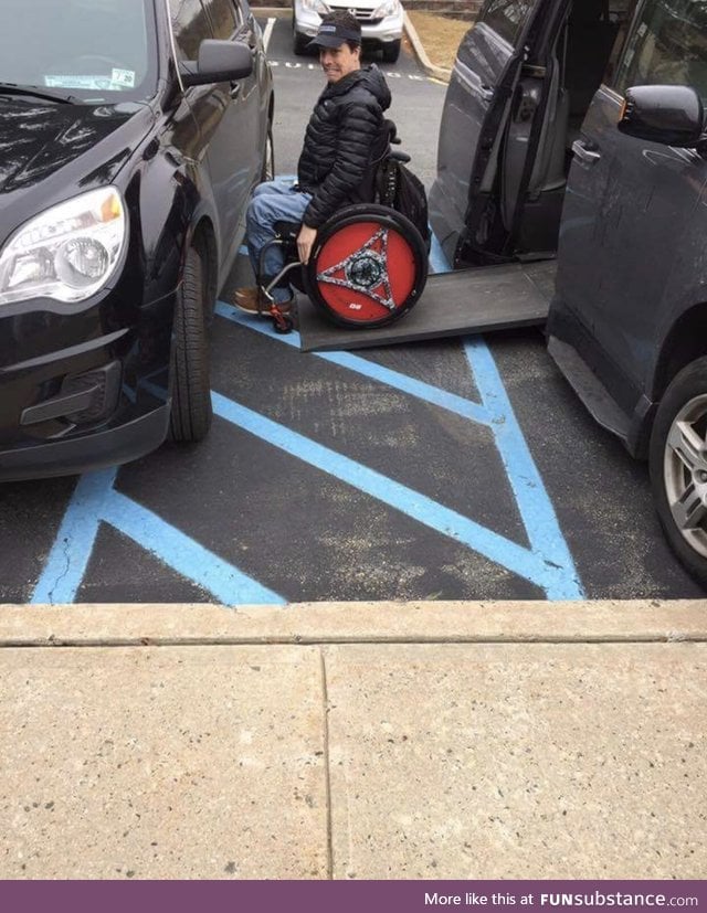 PSA: Please don't park like an ass in the Handicap area. It has extra room for a reason