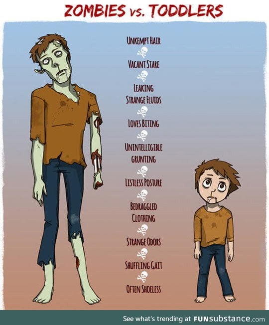 The difference between zombies and toddlers
