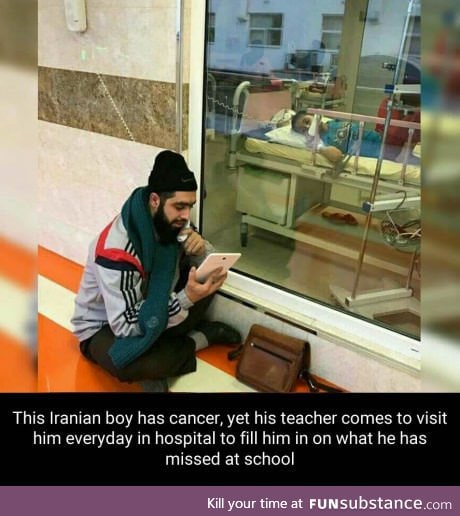 Iranian teacher goes to great length to teach boy with cancer