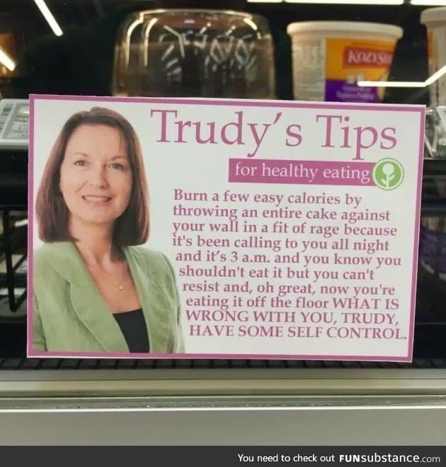 Weight loss tips… Thanks Trudy