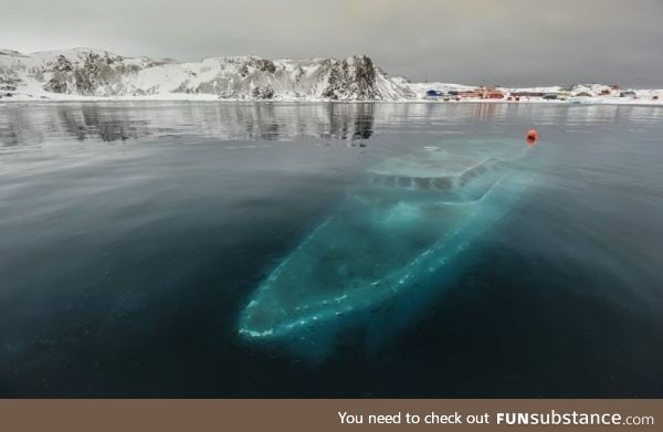 A sunken boat in Antartica