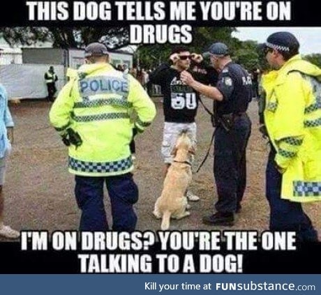 I don't do drugs and I talk to my dog all the time