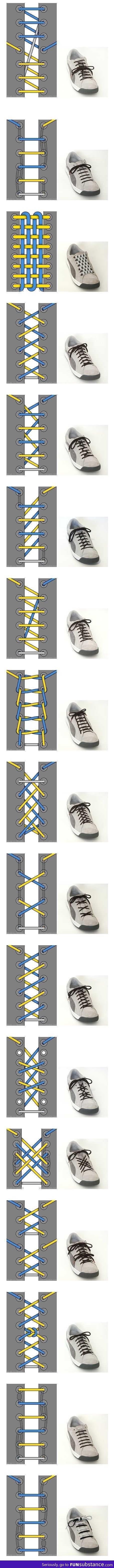 Different ways to tie your shoes
