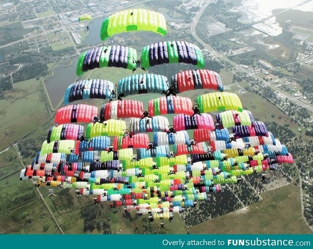 Large canopy formation skydiving