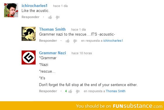 Casual grammar nazi meets real grammar nazi