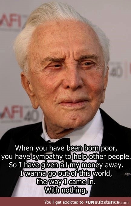 Kirk Douglas, who turned 100 years, has given over 100 million dollars