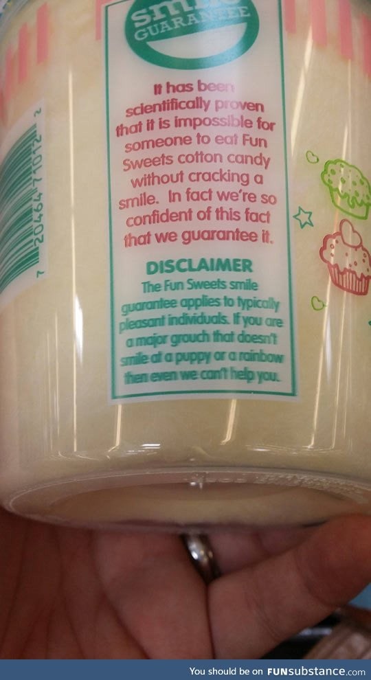 This important disclaimer on a container of cotton candy