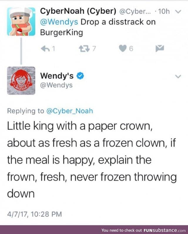 Whoever runs the Twitter account for Wendy's needs a raise