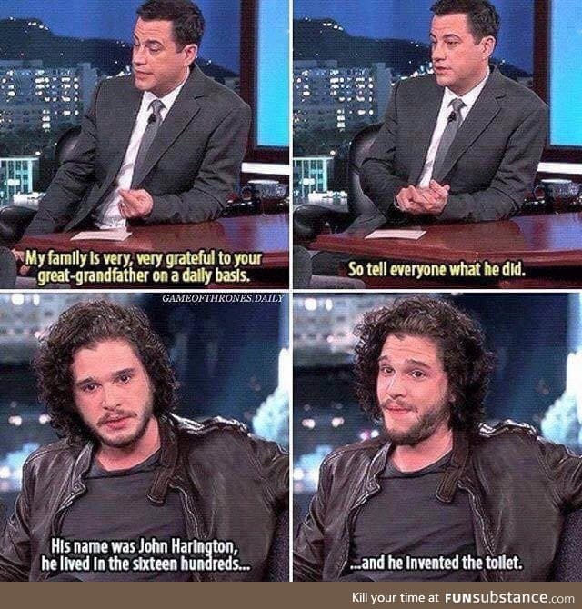 Kit Harrington, first of his name, rightful heir to the porcelain throne!