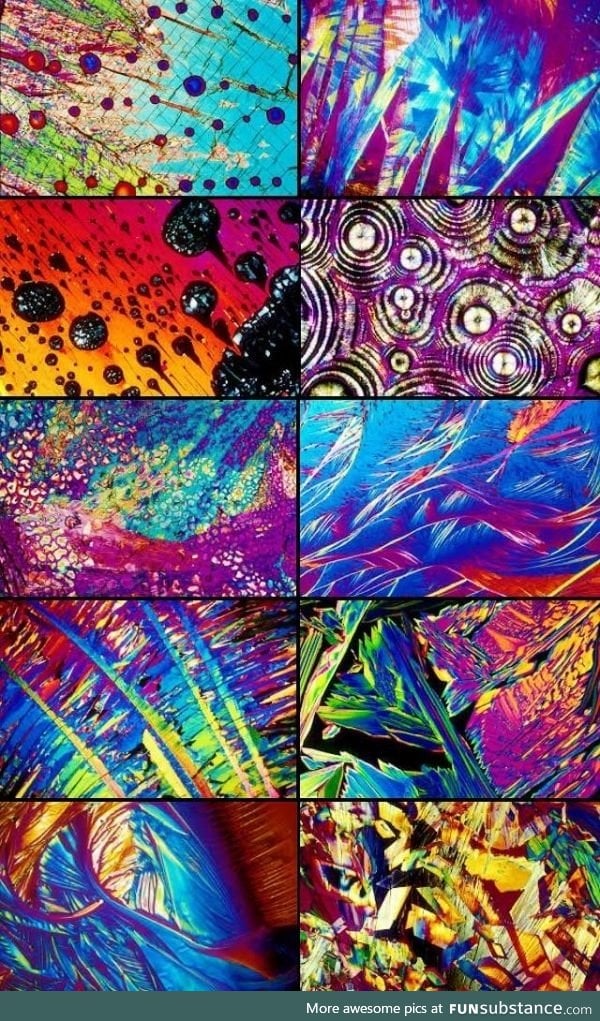 Different types of alcohol under a microscope