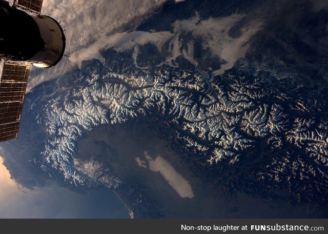 The Swiss Alps viewed from a satellite