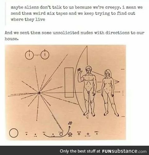 If intelligent life is watching us right now, this is the best explanation. We're creeps.