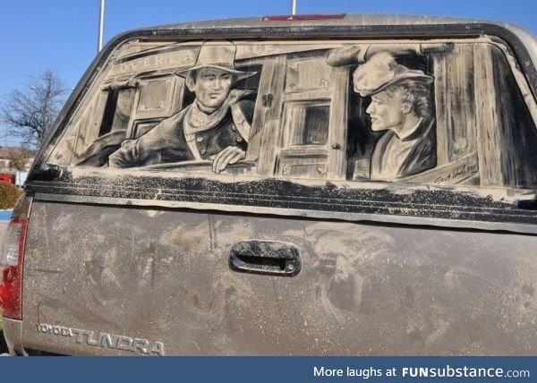 Dust art on Glass of Car