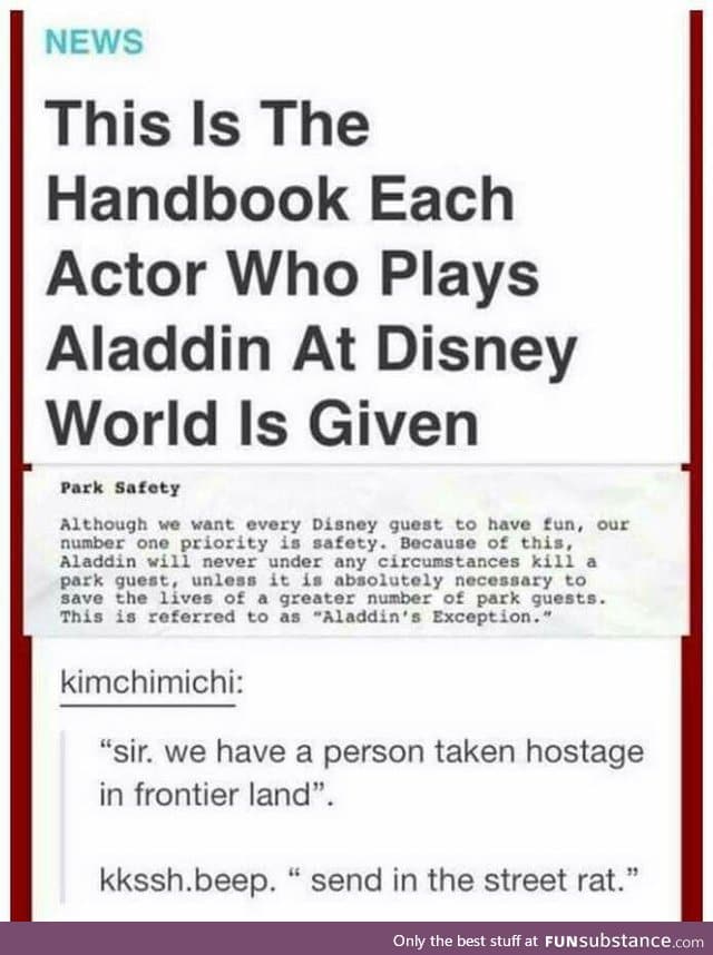 Because Aladdin is hardcore (yes I know it's satire)