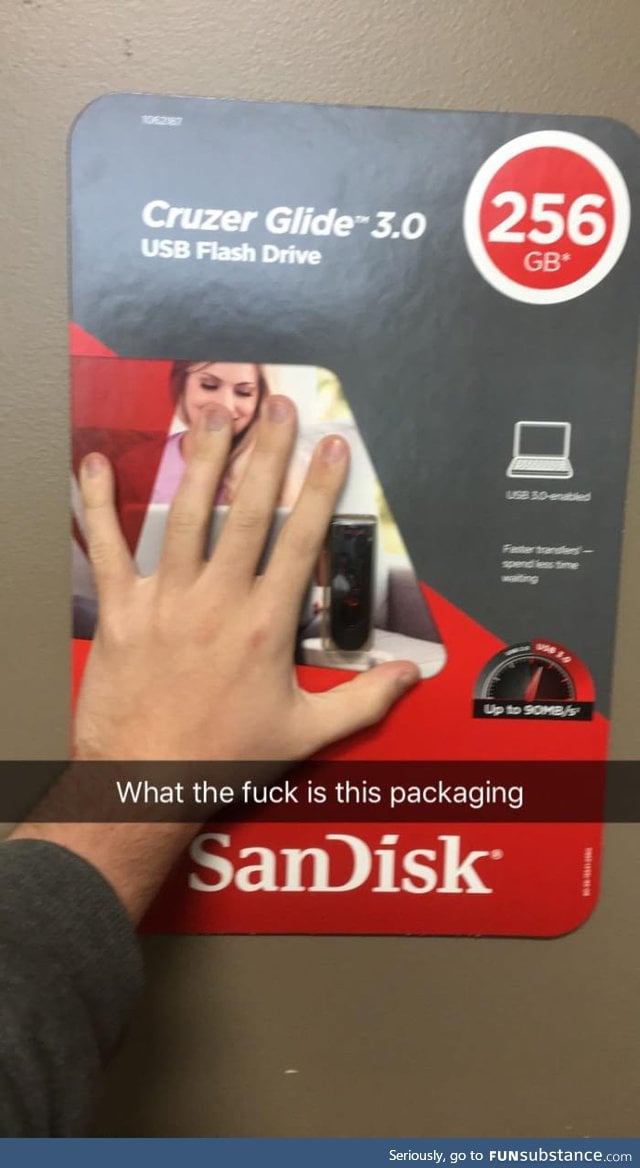 This overly sized USB packaging