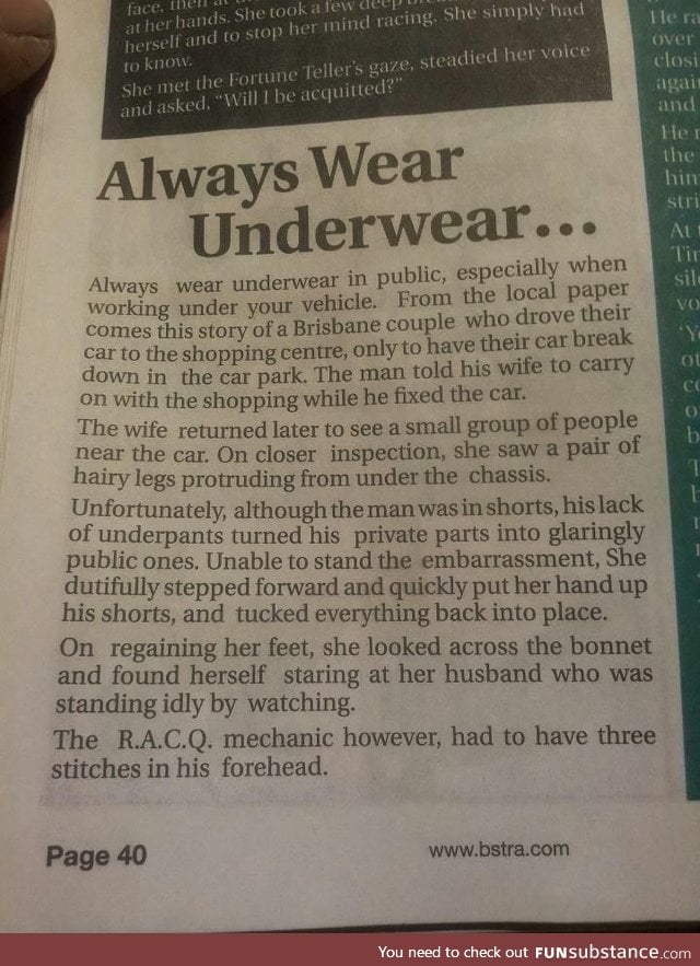 Always wear underwear