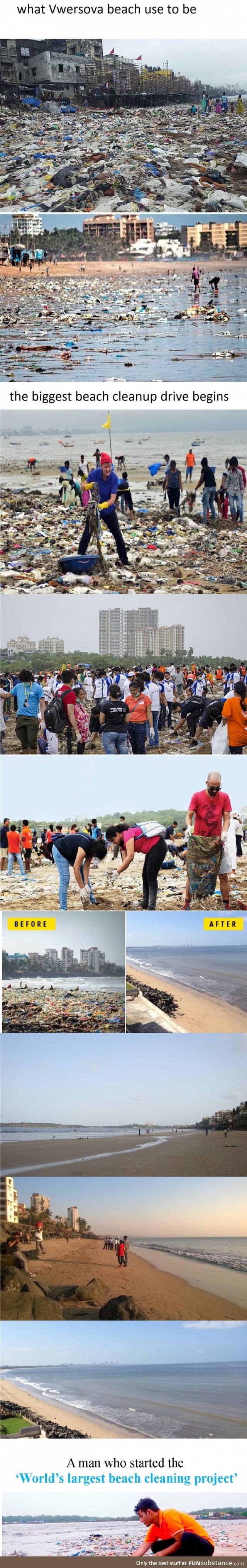 1 Year, 1,500 People, 3 Million Tons Of Trash on Mumbai's Versova Beach