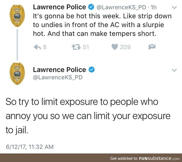Lawrence PD comes through again with solid life advice