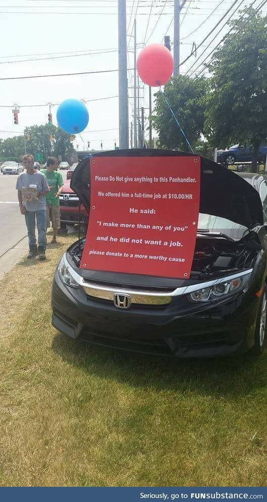 Car dealerships response to panhandlers