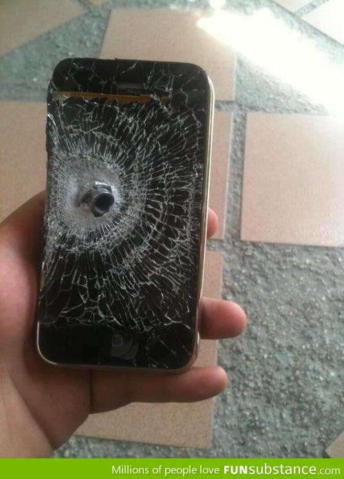 iPhone stops a bullet