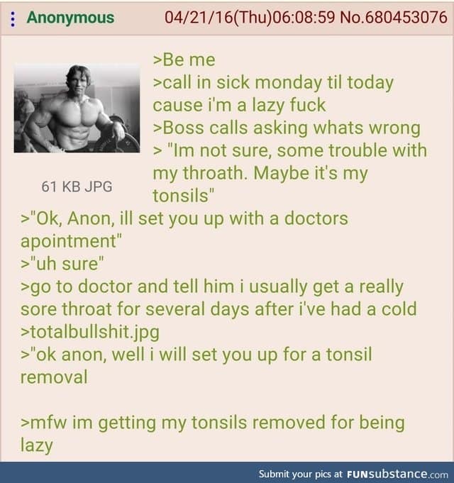 Anon calls in sick