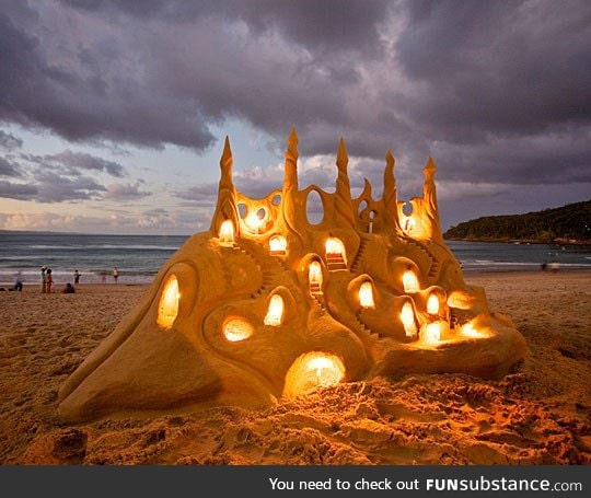 Fairy tale lighted sandcastle